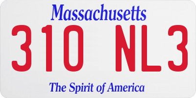 MA license plate 310NL3