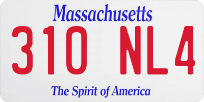 MA license plate 310NL4