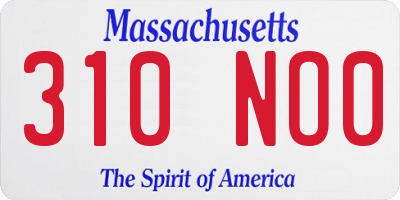 MA license plate 310NO0