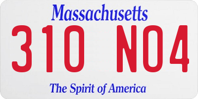 MA license plate 310NO4