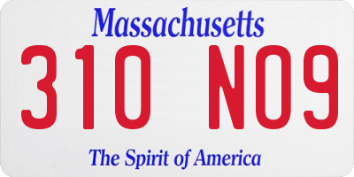 MA license plate 310NO9
