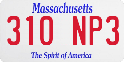 MA license plate 310NP3