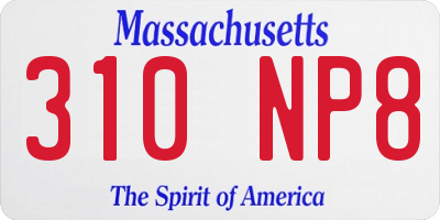 MA license plate 310NP8