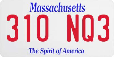 MA license plate 310NQ3