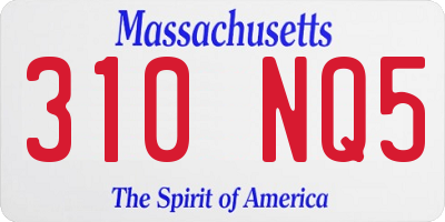 MA license plate 310NQ5