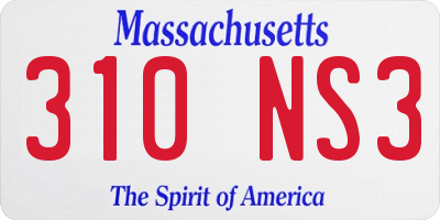 MA license plate 310NS3