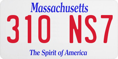 MA license plate 310NS7