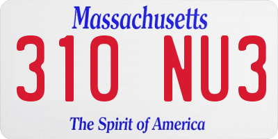 MA license plate 310NU3
