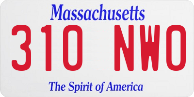 MA license plate 310NW0