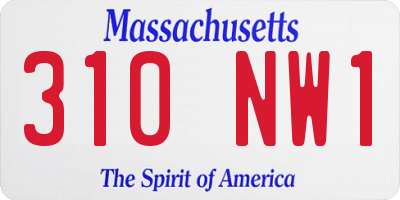 MA license plate 310NW1