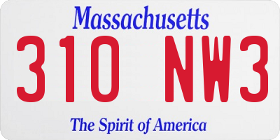 MA license plate 310NW3
