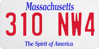 MA license plate 310NW4