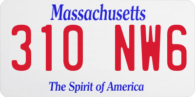 MA license plate 310NW6