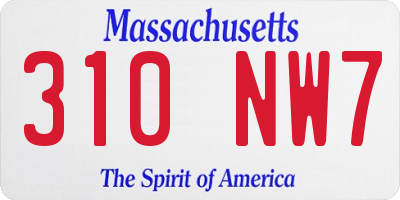 MA license plate 310NW7