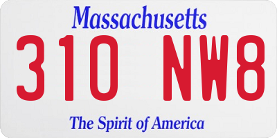 MA license plate 310NW8