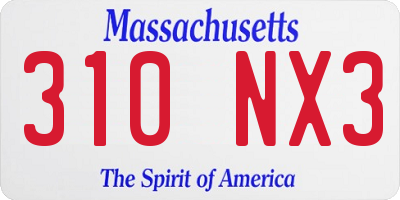 MA license plate 310NX3