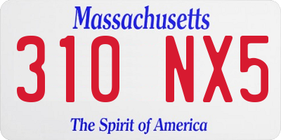 MA license plate 310NX5