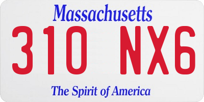 MA license plate 310NX6
