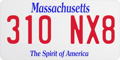 MA license plate 310NX8