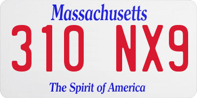 MA license plate 310NX9