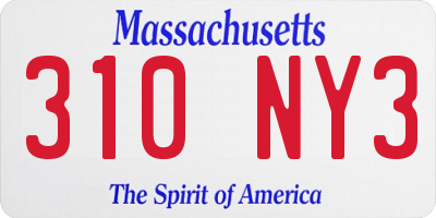 MA license plate 310NY3
