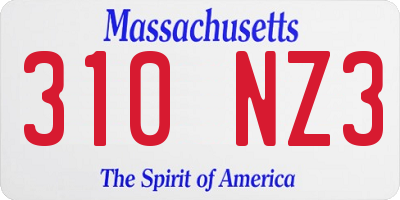 MA license plate 310NZ3