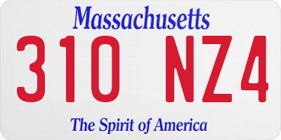 MA license plate 310NZ4