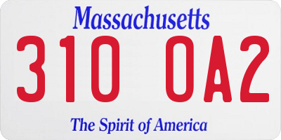 MA license plate 310OA2