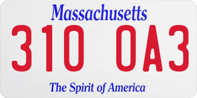 MA license plate 310OA3