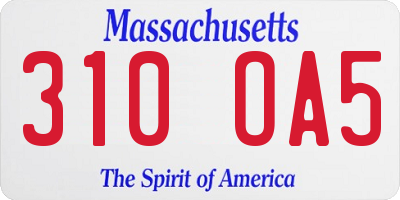 MA license plate 310OA5