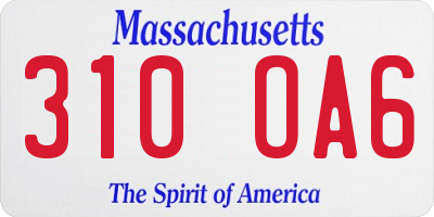 MA license plate 310OA6
