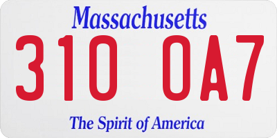 MA license plate 310OA7