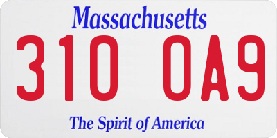 MA license plate 310OA9
