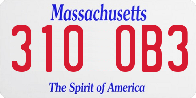 MA license plate 310OB3