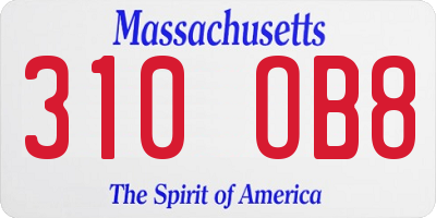 MA license plate 310OB8