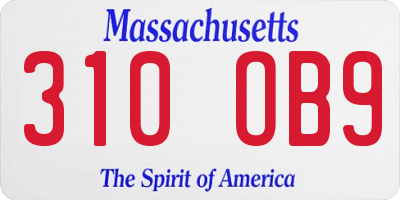 MA license plate 310OB9