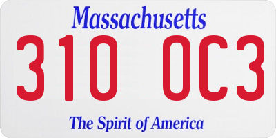 MA license plate 310OC3