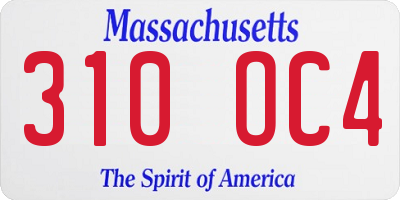 MA license plate 310OC4