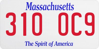 MA license plate 310OC9