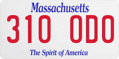 MA license plate 310OD0