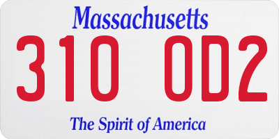MA license plate 310OD2