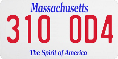 MA license plate 310OD4