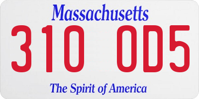 MA license plate 310OD5