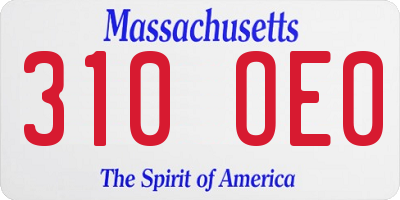 MA license plate 310OE0