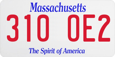 MA license plate 310OE2