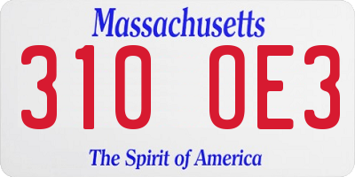 MA license plate 310OE3
