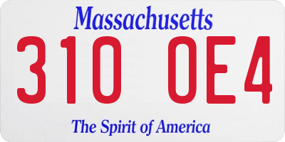 MA license plate 310OE4
