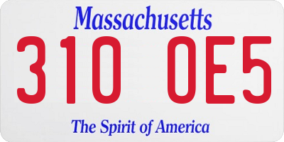 MA license plate 310OE5