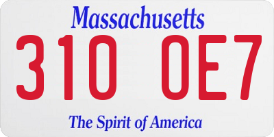 MA license plate 310OE7