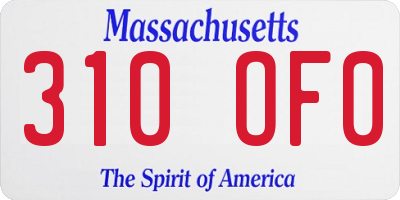 MA license plate 310OF0